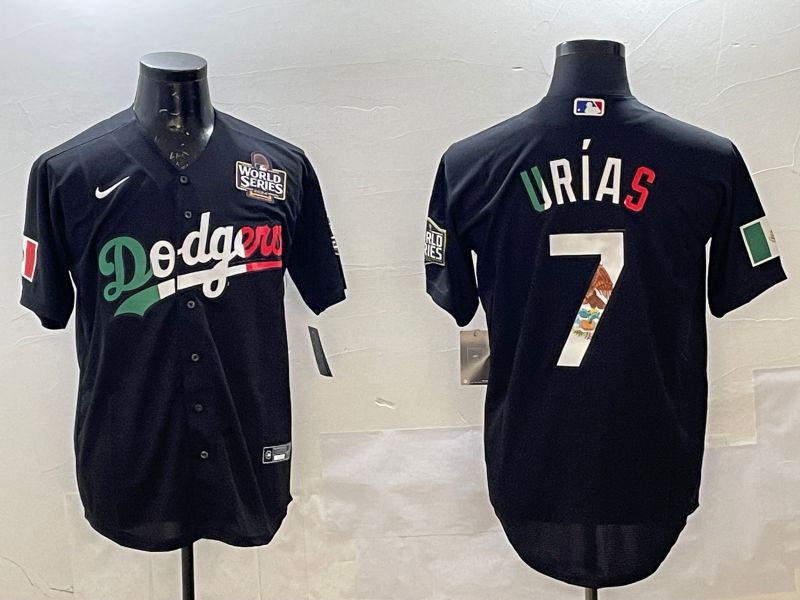 Men Los Angeles Dodgers 7 Urias Black Fashion 2025 Nike MLB Jersey style 2